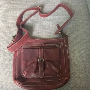 Roots Purse Maroon Leather